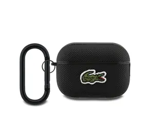 Lacoste Petit Piqué Hülle mit Krokodil Logo -Patch für AirPods Pro 2, Schwarz