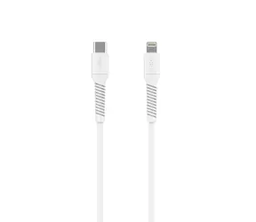 FIXED Lade- und Datenkabel aus Flüssigsilikon mit USB-C-/Lightning-Anschlüssen und PD-Unterstützung, 1,2 m, USB 2.0, 60 W, weiß