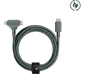 Native Union Belt Cable Duo USB-C - USB-C + Lightning 1,5 m schiefergrün