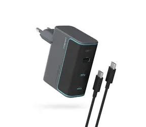 Cuktech CUKAD1003EUG 100W GaN-Ladegerät mit USB-C-Kabel, grau / 2x USB-C / USB-A