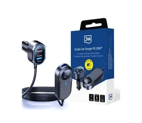 3mk Doppel-Autoladegerät 135W schwarz-grau / Autoladegerät / PD / QC / PPS / USB 2xA + 4xC 