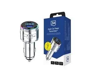 3mk Hyper Car Power Transmitter 48W silber / Kfz-Ladegerät + FM-Transmitter / QC / PD / PPS / USB 1xC+1xA