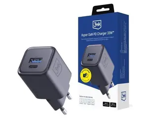 3mk Hyper Charger Netzteil PD / 33W / GaN / QC4+ / PPS / AFC / FCP / SCP / 1A1C schwarz