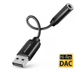 Axagon ADA-HA, USB-A auf 3,5-mm-Klinkenstecker - Hi-Res-DAC-Audioadapter, 384 kHz/32 Bit DAC, Stereo