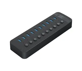 Orico CT2U3-10AB USB-Hub mit Schaltern, schwarz / 10x USB-A 3.0 / 1 m USB-A-auf-USB-B-Kabel