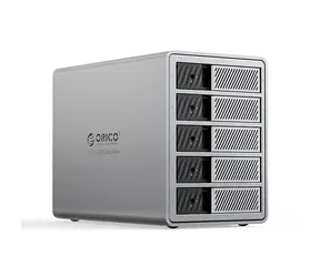 Orico 9858T3 Dockingstation, grau / für 5 Festplatten (2,5"/3,5" SATA HDD/SSD) / 110 TB / 40 GB/s / Thunderbolt 3 + DisplayPort