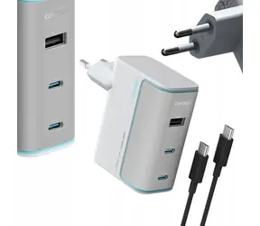 Cuktech AD1003EU 100W GaN-Ladegerät mit Kabel, weiß / 2x USB-C / USB-A
