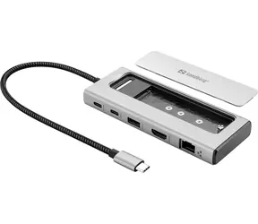 Sandberg USB-C 6-in-1 Reise-Dockingstation für SSDs / HDMI / 2x USB-C / 1x USB 2.0 / 100 W Stromversorgung