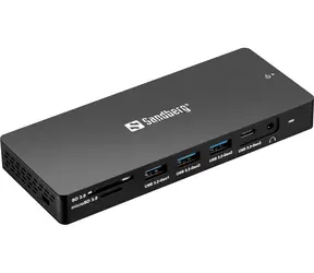 Ausgepackt - Sandberg USB-C 13-in-1 Dockingstation schwarz / HDMI, DP, VGA, USB, SD und Ethernet (100 W) / ausgepackt