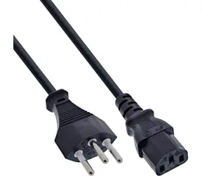 Inline-Stromkabel CH 1,8 m schwarz / für Standard CH / 3-polig (Pol) geerdetes Kabel