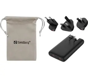 Sandberg 4-in-1 Reiseladegerät 65W schwarz / Reiseladeadapter / 2x USB-C 