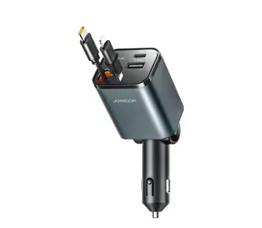 Ausgepackt - Joyroom JR-CCL05 4-in-1 schwarz / Autoladegerät / 30 W / 1x USB-A / 1x USB-C / 1x USB-C + 1x Lightning-Kabel / ausgepackt