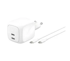 Ausgepackt - Belkin Dual-USB-C-Ladegerät 67 W / Ladegerät / 2x USB-C / PD / PPS / mit 2 m USB-C-Kabel / ausgepackt