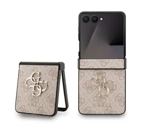 Ausgepackt - Guess PU 4G Metall Logo -Rückseite für Samsung Galaxy Z Flip 7 Pink