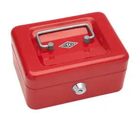 WEDO 152 Tragbare Registrierkasse rot / 4 Fächer / 1 Clip / abschließbar