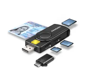 Axagon CRE-SMP2A, USB-A + USB-C PocketReader 4-Slot- SMART -Leser (eCitizen) + SD/microSD/SIM