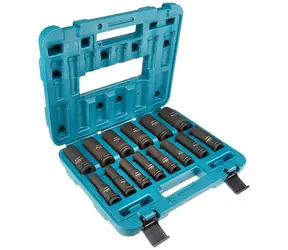 Makita E-16586 IMPACT BLACK / Satz verlängerte Vierkant-Steckschlüssel 1/2" / 14-tlg. / im Kunststoffkoffer