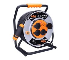 Solight PB43 / Verlängerungskabel / Metalltrommel / 4 Steckdosen / 40m / IP44