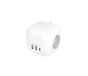 Solight 3z PP145C weiß / Verlängerungskabel / USB A+C / 2m / Schalter / 3 Steckdosen