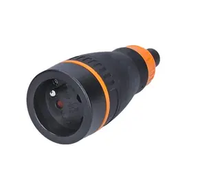Solight Gummi-Steckdose - für Feuchträume - gerade - IP40 schwarz-orange