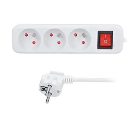 Solight Verlängerungskabel 3 Steckdosen + Schalter 3M weiß / 3 x 1,5mm2