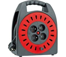 TOYA Verlängerungskabel 15 m 4 Steckdosen Typ E Trommel 