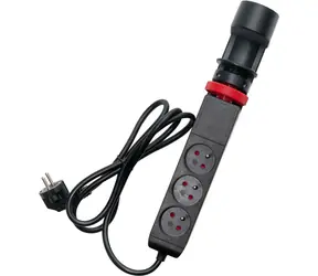 Retlux RPC 71 USB-Verlängerungskabel für unter den Schreibtisch, schwarz / 3-fach Steckdose mit Schutzgitter + 1x USB-C + 2x USB-A