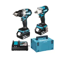 Makita DLX2533TJ / Akku-Werkzeugset: DDF489 + DTW300 + MAKPAC + Ladegerät + 2 x 5,0-Ah-Akkus