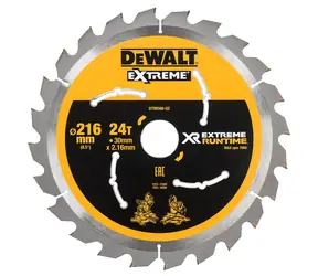 DeWalt DT99568 / Sägeblatt für Gehrungssägen / Durchmesser 216x30 mm / Schnittbreite 2,16 mm / Anzahl Zähne 24