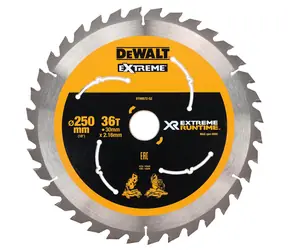 DeWalt DT99572 / Sägeblatt für Akkusägen / Durchmesser 250x30 mm / Schnittbreite 2,16 mm / Anzahl Zähne 36
