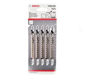 BOSCH 2608637590 / Sägeblatt-Set für Weichholz / HCS / T-Klemmung / Blattlänge 117 mm / Teilung 3 mm / 5-tlg.