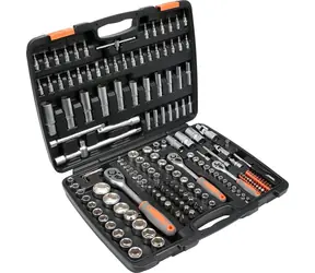 STHOR TO-58688 / Ratschen-Steckschlüsselsatz 1|2" - 3|8" - 1|4" / Bits| Gola| Inbus / 173-tlg