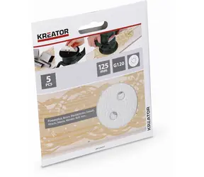 KREATOR KRT230557 / Schleifpapier für Farbe / Körnung 120 / Durchmesser 125 mm / 5 Stk