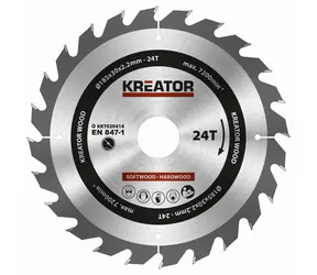KREATOR KRT020414 / Sägeblatt für Holz / Durchmesser 185 x 30 mm / Schnittbreite 2,2 mm / Anzahl Zähne 24 