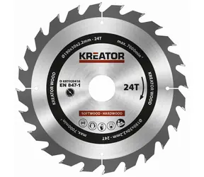KREATOR KRT020416 / Sägeblatt für Holz / Durchmesser 190 x 30 mm / Schnittbreite 2,2 mm / Anzahl Zähne 24 