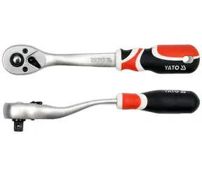 YATO Ratsche 3|8" gebogen / Länge 200 mm / Zähnezahl 72 / Kniehebel / CrV 6140