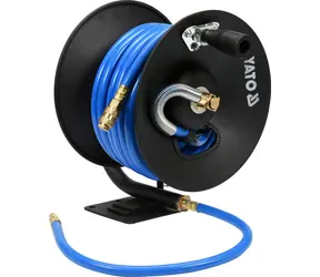 YATO Haspel mit Luftschlauch PVC / Innendurchmesser 10 mm / Länge 15 m / Schnellkupplung 1|4"
