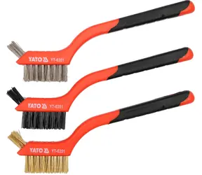 YATO Drahtbürsten-Set / Länge 180 mm / Anzahl Reihen 3 / 3-tlg
