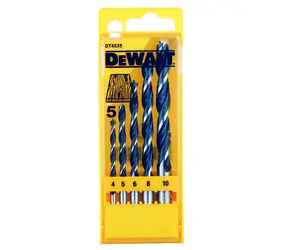 DeWalt Satz Holzbohrer mit Zentrierspitze / Durchmesser 4-10 mm / CrV / 5-tlg
