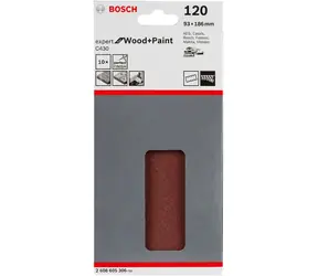 BOSCH Expert C430 2608605306 / Schleifpapier-Set für Holz und Farbe mit Löchern / Körnung 120 / 93x186mm / 8 Löcher/ 10-tlg