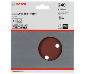 BOSCH Expert C430 2608605722 / Exzenterschleiferscheibe / Körnung 240 / 150 mm / 6 Löcher / Klettverschluss / 5 Stück