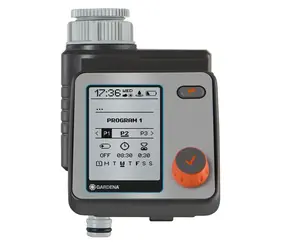Gardena Water Controls / Bewässerungscomputer / max. Druck 12 bar / Gewinde 26,5 mm und 33,3 mm / Bewässerungslänge 1 min - 4 