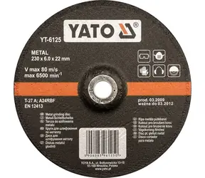 YATO -Rad für Metall 125 x 22 x 6,0 mm konvexe Schleifscheibe