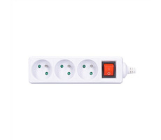 Solight Mehrfachsteckdose 3 Steckdosen + Schalter weiß / 230V-16A