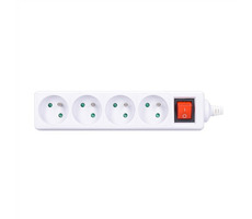 Solight Mehrfachsteckdose 4 Steckdosen + Schalter weiß / 230V-16A / ohne Kabel
