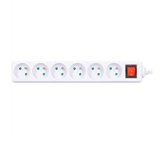 Solight Mehrfachsteckdose 6 Steckdosen + Schalter weiß / 230V-16A