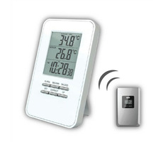 Solight TE44 kabelloses Thermometer & Zeit & Alarm weiß