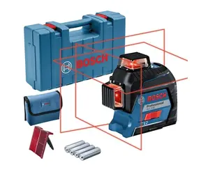 BOSCH GLL 3-80 / Linienlaser / Reichweite bis zu 30 m / Reichweite 120 m / Genauigkeit +-0,3 mm / selbstnivellierend / IP54