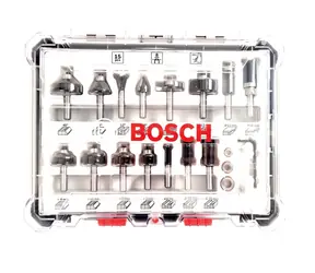 BOSCH 2607017472 / Gemischter Satz Formfräser mit Spindel 8 mm / 15-tlg