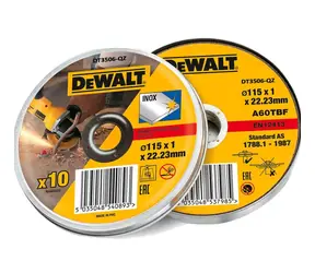 DeWalt DT3506 (10 Stk.) / Trennscheibe für Edelstahl / 115 x 22,2 x 1,0 mm / Schnittbreite 1,0 mm / 10 Stk